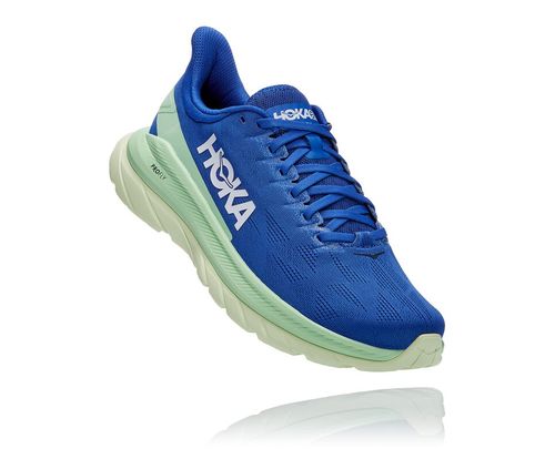 Hoka One One Herre Mach 4 Road Løpesko Dazzling Blå/Grønn Ash Norge-01DRP